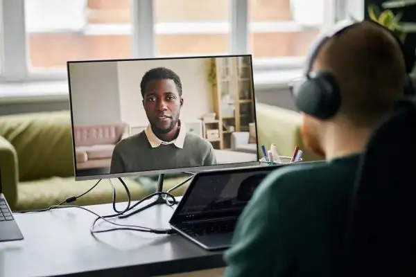 Man attending online mediation Newham MIAMS session